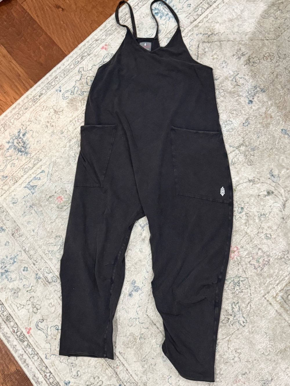 FP Movement Hot Shot Free People Black Washed Overalls SOFT Oversized Look - Picture 2 of 7